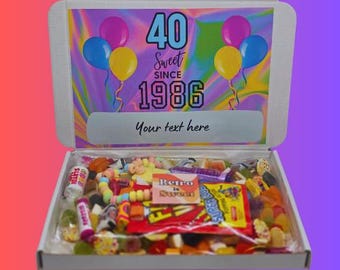 Personalised 40th birthday sweet box |40 sweet since 1986 sweet box| Personalised 40th birthday gift| 40th birthday|40th |40 |Forty