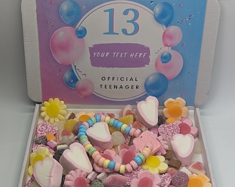 Personalised official teenager sweet box | 13th birthday sweet box |13| 13th birthday girl  | Official teenager| 13th birthday gift girl|