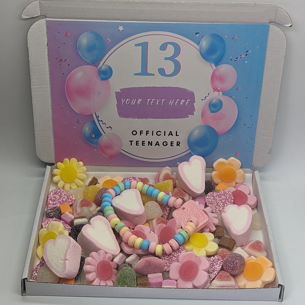 Personalised official teenager sweet box | 13th birthday sweet box |13| 13th birthday girl  | Official teenager| 13th birthday gift girl|