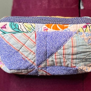 Quilted Cross-body Belt Bag from Vintage Fabric and Quilts