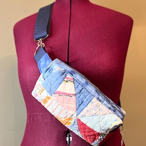 Quilted Cross-Body Belt Bag from Vintage Fabric and Quilts