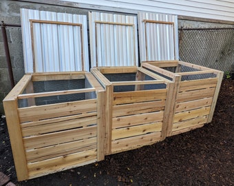 Beautiful cedar compost bins, create your own garden fertilizer, humus