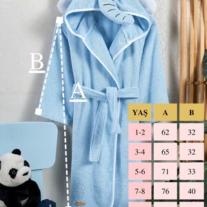 Kids Bathrobe Boys Girls Personalized Baby Blue Elephant Animal Hooded Bathroom Bath Costume Gift Boys Girls Kids Robe %100 Turkish Cotton image 4