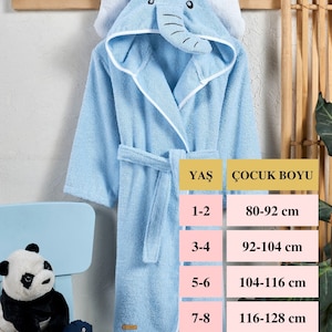 Kids Bathrobe Boys Girls Personalized Baby Blue Elephant Animal Hooded Bathroom Bath Costume Gift Boys Girls Kids Robe %100 Turkish Cotton image 5