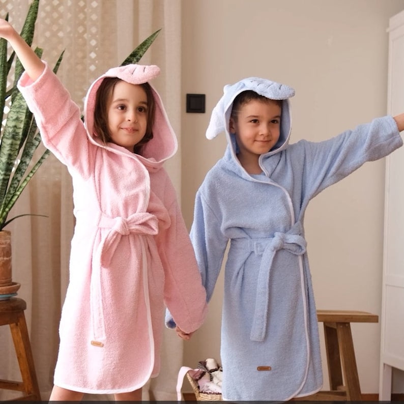 bathrobe kids turkish cotton hooded personalized elephant animal figures boy and girl play