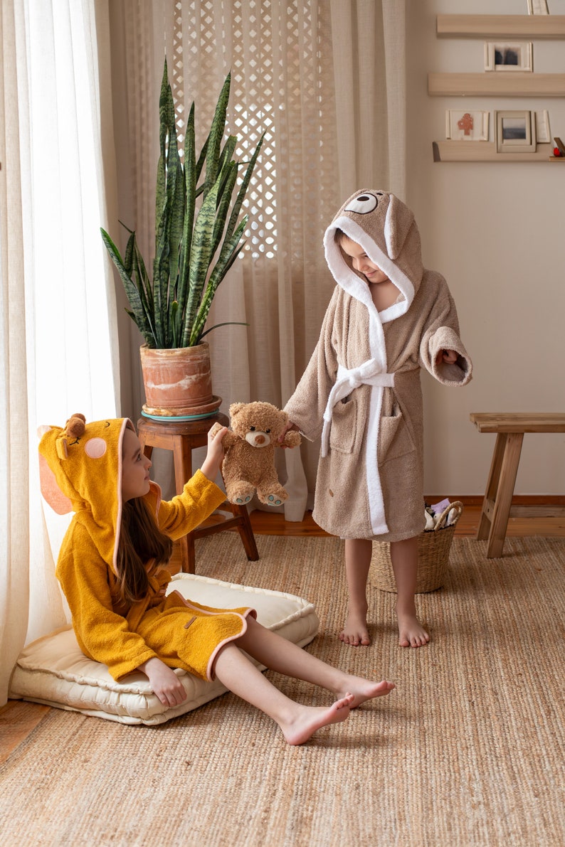 kids bathrobe giraffe figure terry cloth cotton made in turkey personalized birthday gift for girls toddlers