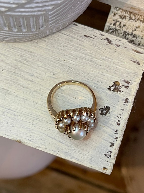 Vintage Cluster Pearl Ring - image 6