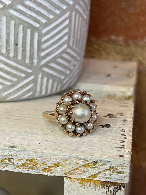 Vintage Cluster Pearl Ring