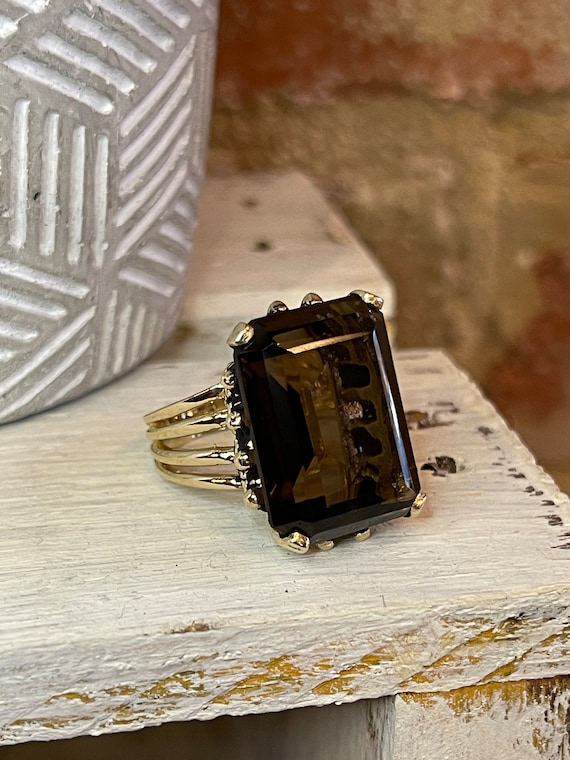 Smoky Topaz-Quartz Statement Ring - image 1