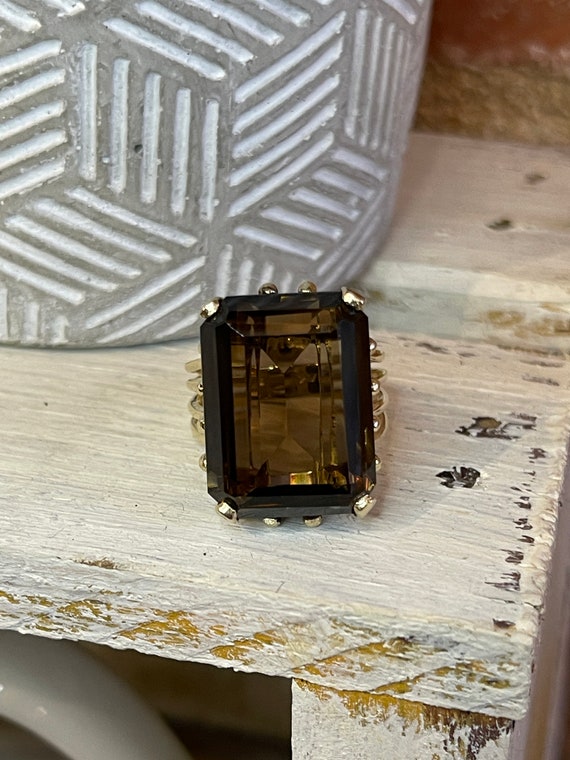Smoky Topaz-Quartz Statement Ring - image 2