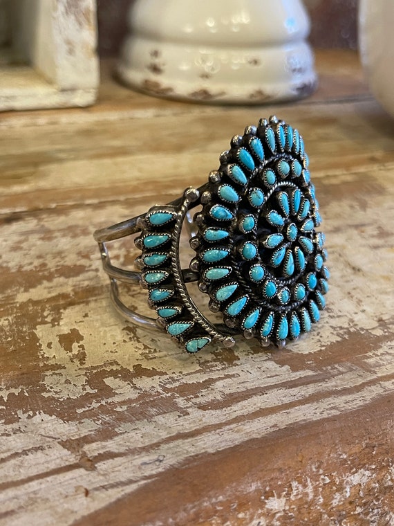 Vintage Navajo JMB Sterling Silver & Turquoise Cu… - image 3