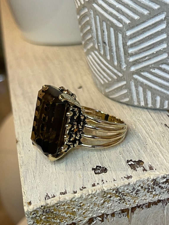 Smoky Topaz-Quartz Statement Ring - image 4