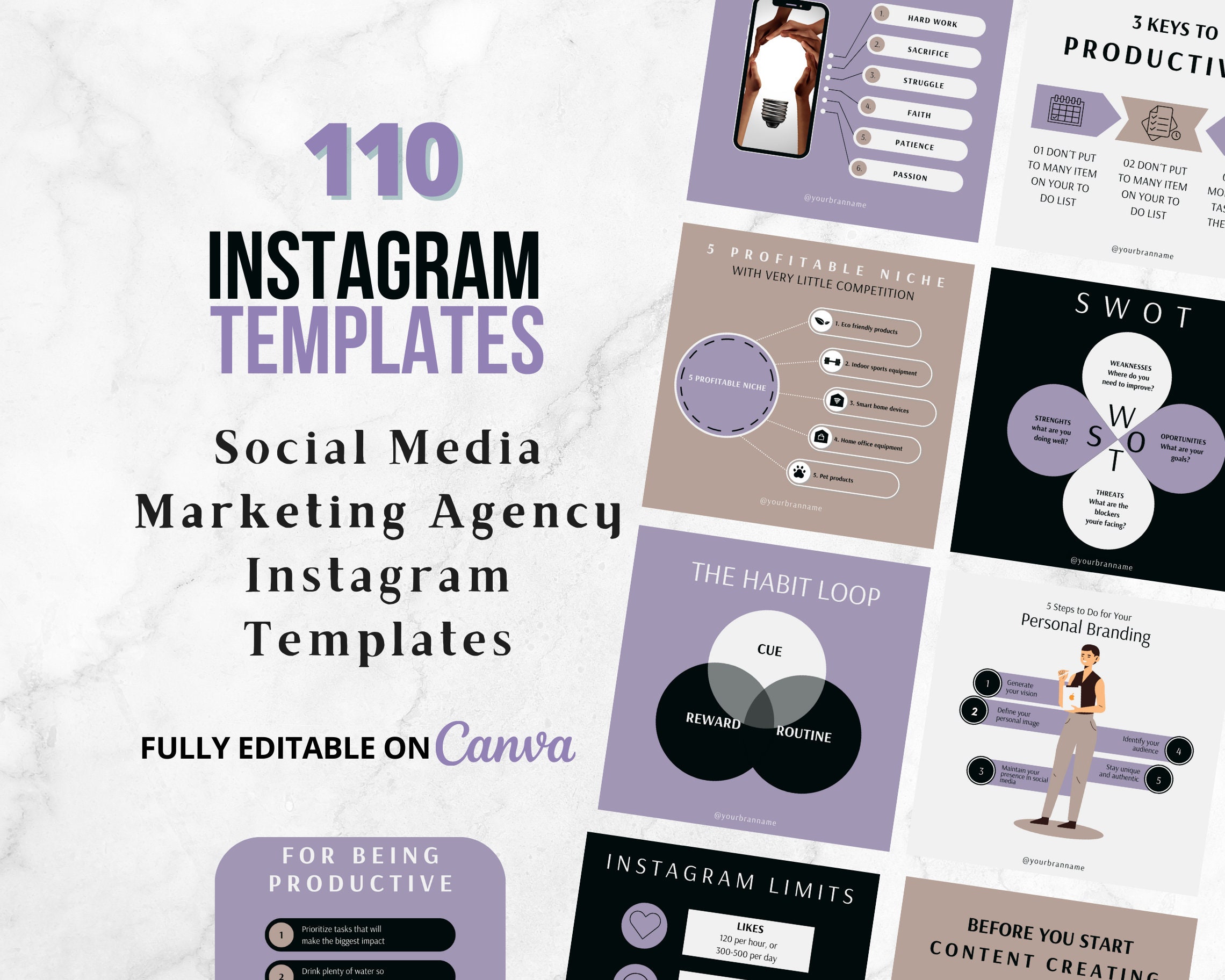 110 Social Media Posts for Digital Marketing Agency|canva Templates ...