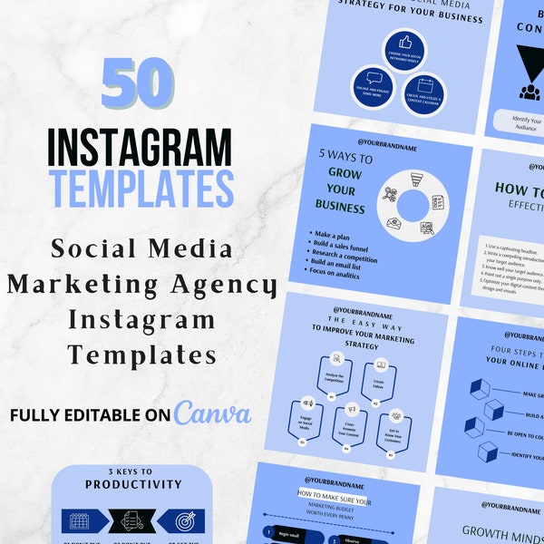 50 Social Media Posts for Digital Marketing Agency Template|Canva Templates|Canva Designs for Digital Agency|Digital Marketing Tips