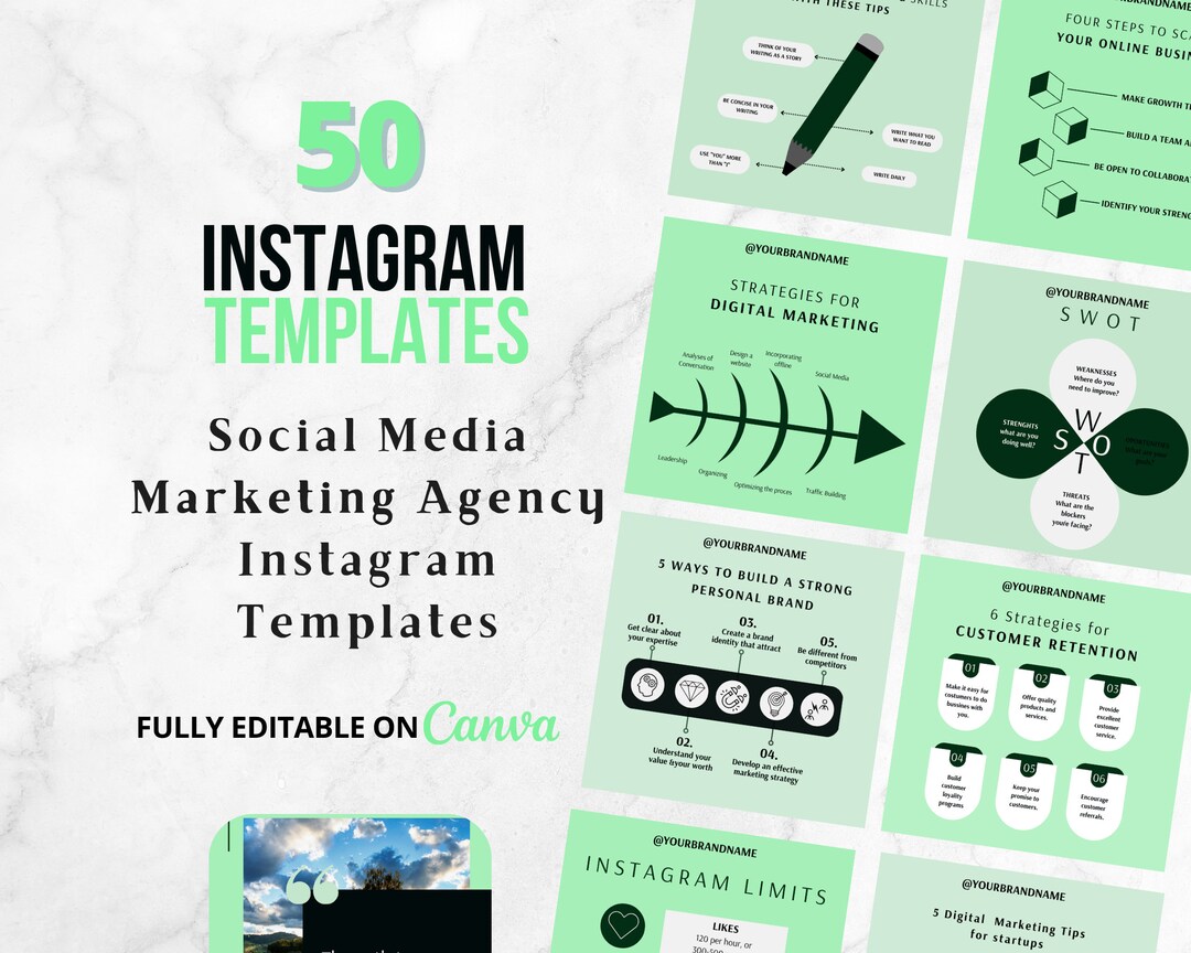 50 Social Media Posts for Digital Marketing Agency Template|canva ...