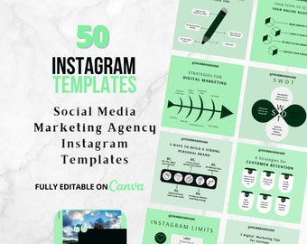 50 Social Media Posts for Digital Marketing Agency Template|Canva Templates|Canva Designs for Digital Agency|Digital Marketing Tips