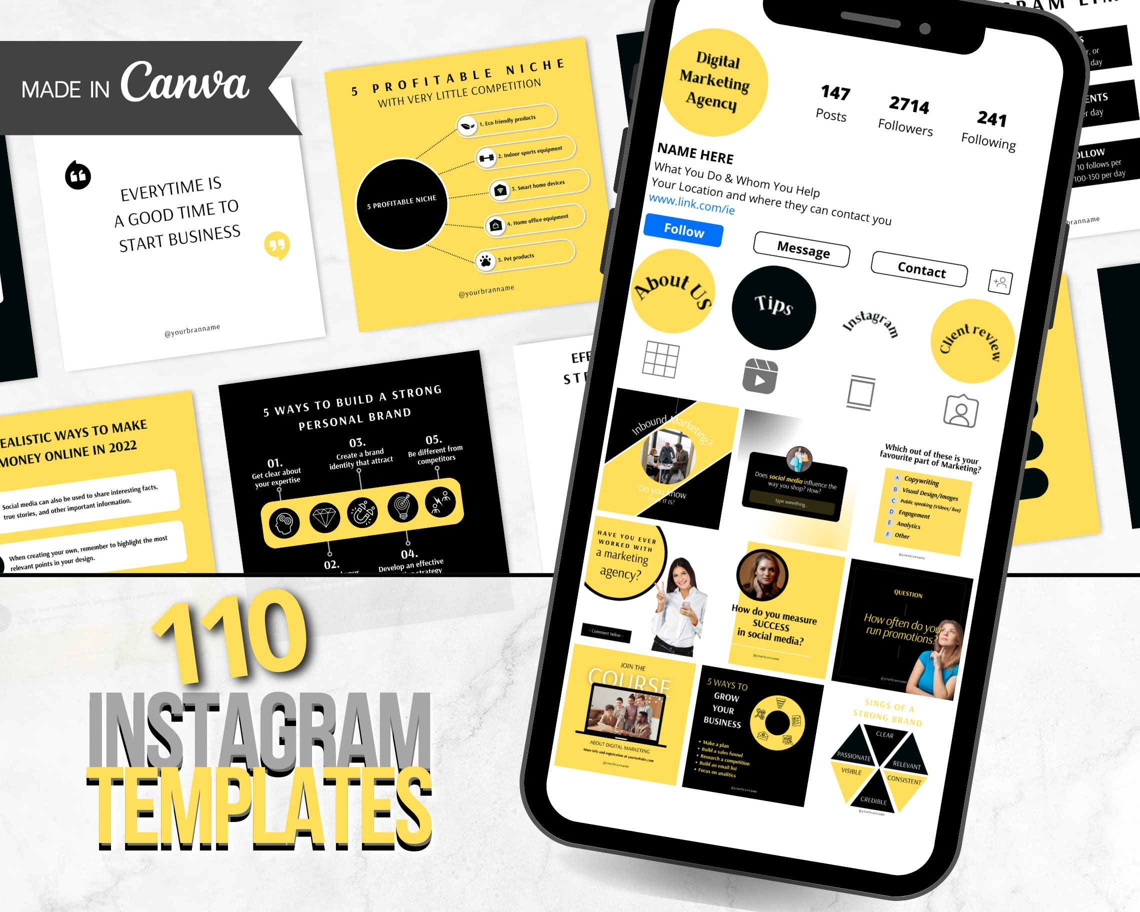 110 Social Media Posts for Digital Marketing Agency|canva Templates ...
