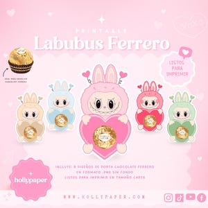 Emballage Labubus pour chocolat ferrero, support labubus ferrero, emballage de bonbons labubus imprimable