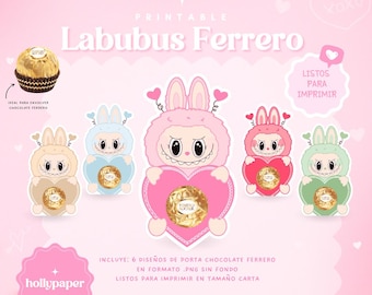 Labubus wrapper for ferrero chocolate, labubus ferrero holder, printable labubus candy wrapper