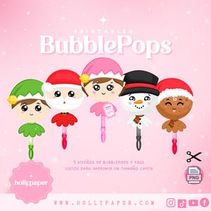 Bubblepops Navidad, Caratula para burbujas, lindas caras de navidad imprimibles