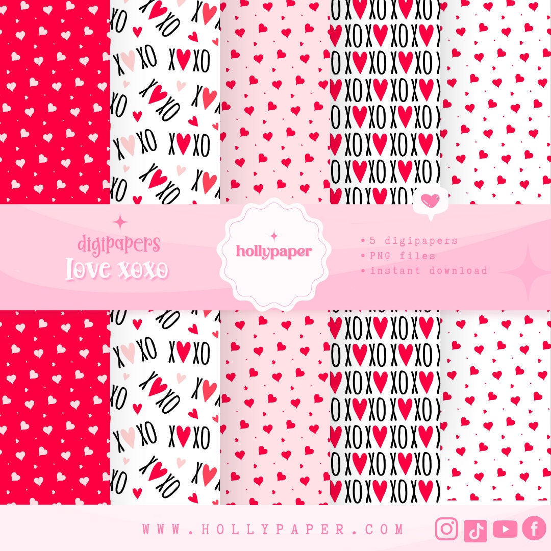 Love Digital Papers, Xoxo digital papers, Love digital papers