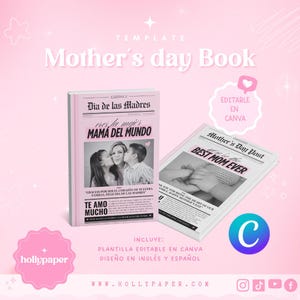 Libro para mamá editable en CANVA, Caja libro dia de las madres, Mothers day book, Libro periodico editable en CANVA, Mothers Day Paper News