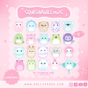 Squishmallows clipart, 20 Squishmallows PNG zonder achtergrond, 20 Squishmallows met schattige texturen