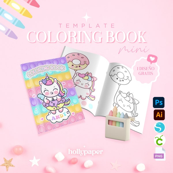 Template coloring book mini, plantilla libro de colorear mini