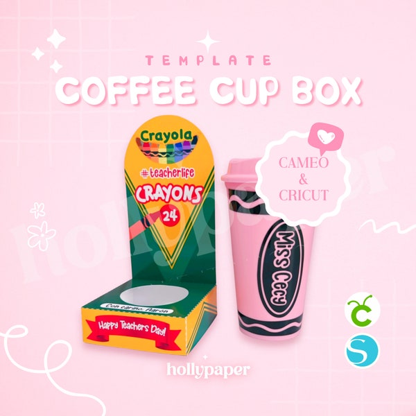 Caja para vaso cafetero para CAMEO y CRICUT,  coffee cup box template