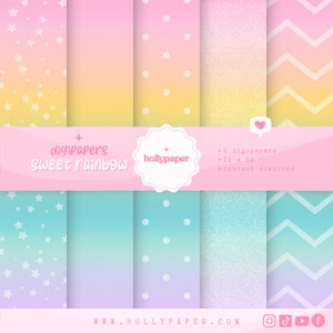 PASTELS DIGITAL PAPERS, Cute Wallpapers, Pastel Rainbow Backgrounds, Digital Rainbow Paper, Rainbow Paper