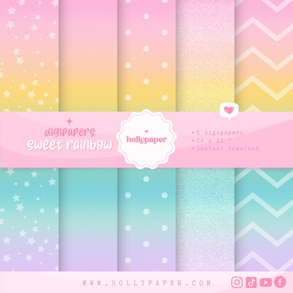 PASTELS DIGITAL PAPERS, Lindos Fondos Pasteles, Pastel Rainbow Backgrounds, Papel digital arcoiris, Rainbow Paper