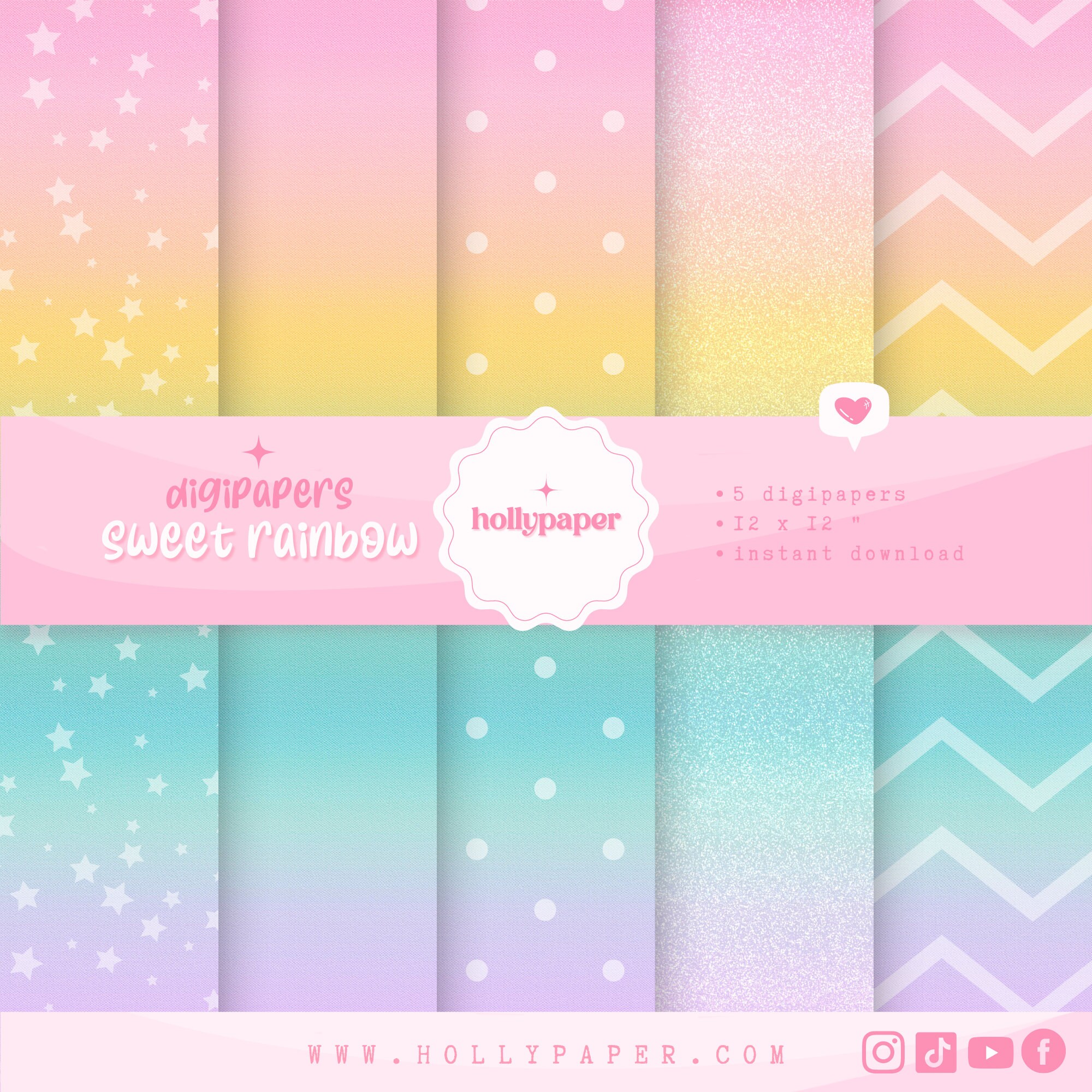 PASTELS DIGITAL PAPERS, Cute Wallpapers, Pastel Rainbow Backgrounds, Digital Rainbow Paper, Rainbow Paper
