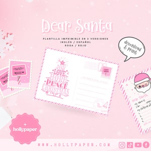 Plantilla Dear Santa, Plantilla Imprimible carta a Santa, Carta para santa claus 2 versiones