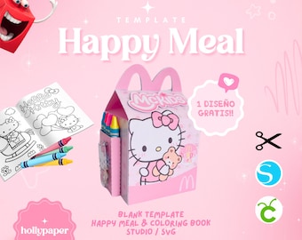 Plantilla editable de cajita feliz , Template Happy Meal , Studio SVG happy meal