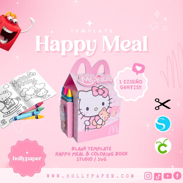 Plantilla editable de cajita feliz , Template Happy Meal , Studio SVG happy meal