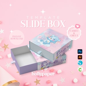 Template Slide Box, Template of sliding box, Template favor box