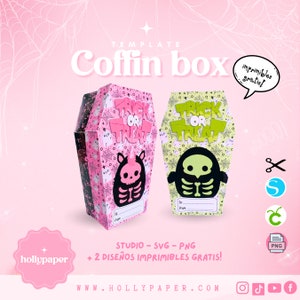 Coffin box SVG, Caja ataud editable , coffin box SVG, STUDIO, Png, plantilla dulceros de halloween