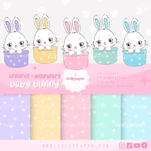 Baby Easter bunny digital papers, cute bunny backgrounds , CUTE EASTER PAPERS