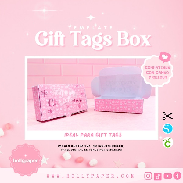 Gift Tags Box Template, Caja para Tags, Plantilla Caja para etiquetas