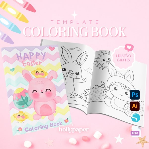 Template coloring book, plantilla libro para colorear