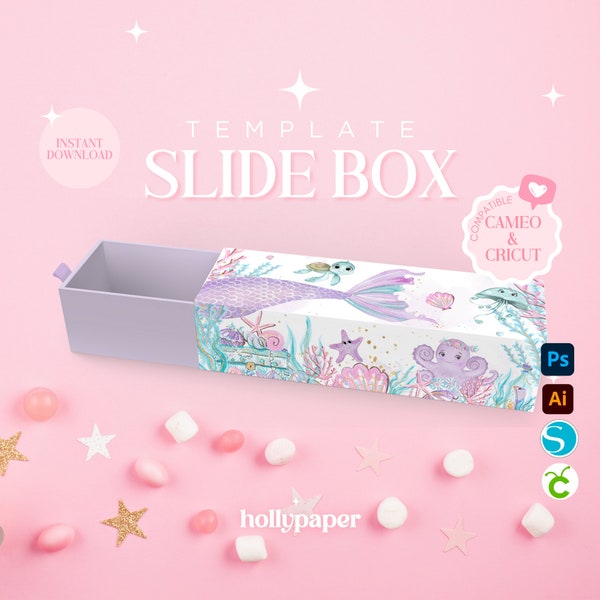 Template Slide Box , Plantilla de caja deslizable, Template favor box, Macaron Box, Macaron Packaging, Slide Packaging