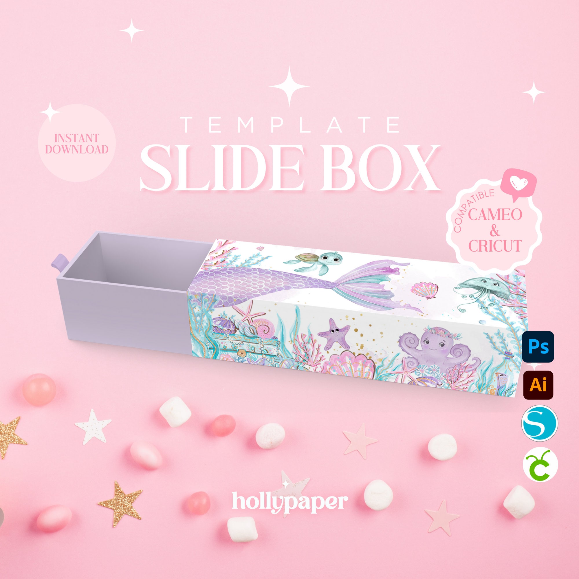 Template Slide Box Slide Box Template Template Favor Box Etsy