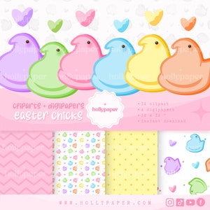 EASTER CHICKS PEEPS, Peeps digital paper, Clipart Peeps, Easter Peeps clipart, chicks peeps