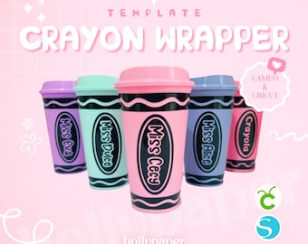 Crayon Wrapper SVG & SILHOUETTE STUDIO, crayon wrapper for tumbler, crayola design for tumbler or thermos