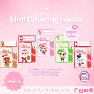 Mini livres de coloriage de Noël, livres de coloriage de Noël, modèles de mini livres de coloriage prêts à imprimer