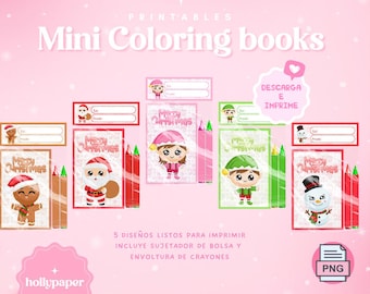 Mini Christmas coloring books, Christmas coloring books, ready-to-print mini coloring book designs