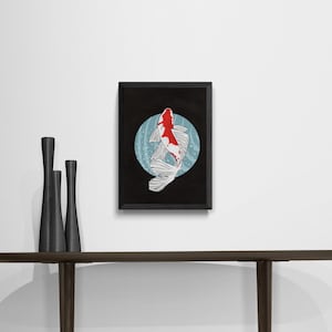 Koi Carp In Water - Original Art Downloadable Print, Hand Painted, Japanese Wall Art, Unique Gift, Printable Wall Art, Living Room Print