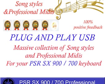 PSR SX 900 / 700 Professional Styles and MIDIs. Plug and play USB. New for 2024