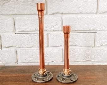 Handmade copper candlestick holder | candle | new home | gift | anniversary 7 years | Copper pipe | Dad | Decorative | Modern | Industrial
