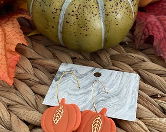 Fall Pumpkin Hoop Earrings